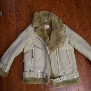 The Arrivals Green Shearling Leather Jacket